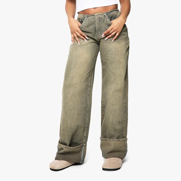 Boohoo Denim - Boohoo Turn Up Cuff Wide Leg Jean